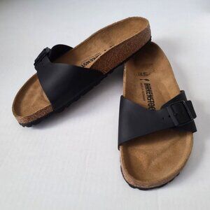 Birkenstock Madrid Birko-Flor Sandals Adjustable Sz US 9 EU 40 Black Womens NWOB
